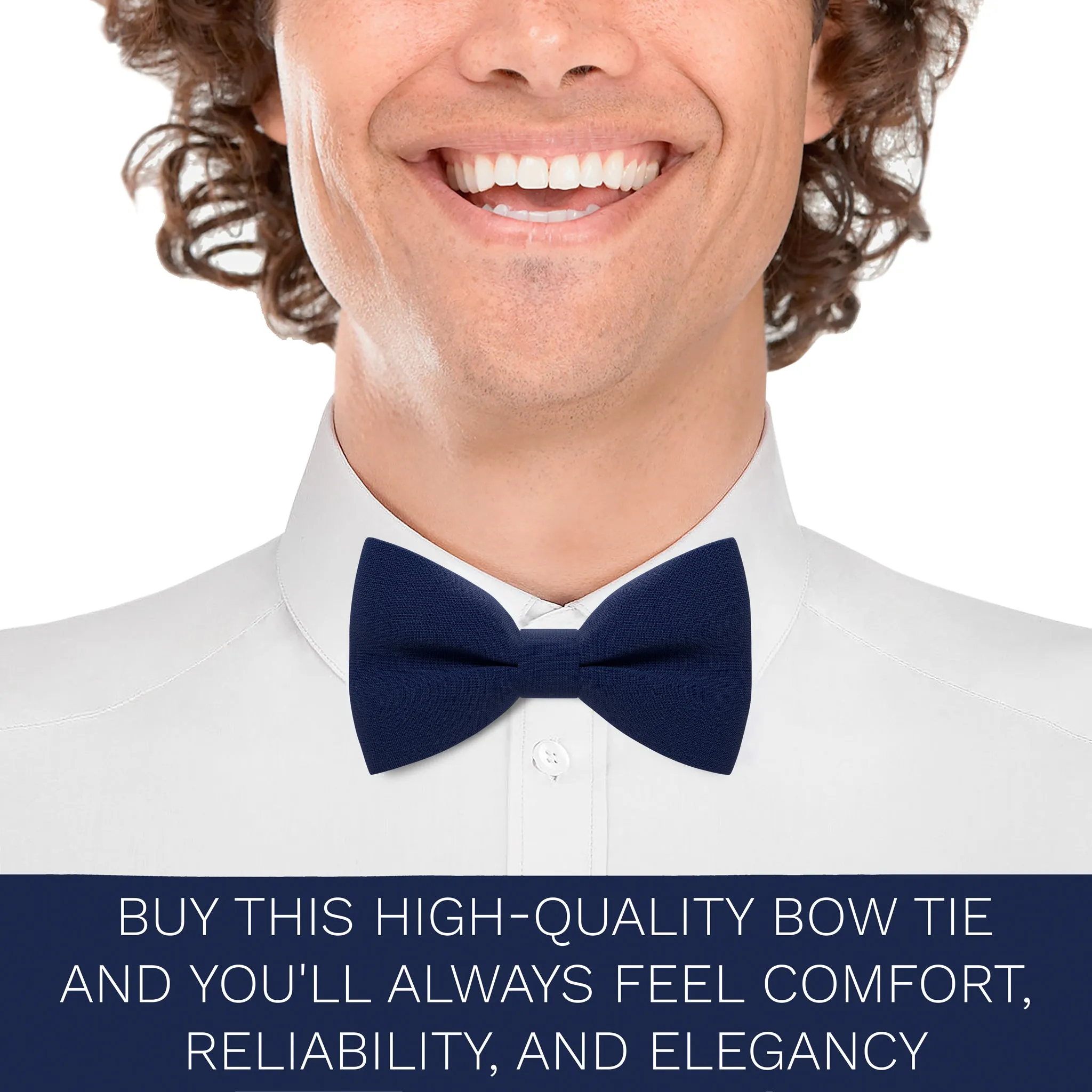 Linen Navy Blue Bow Tie