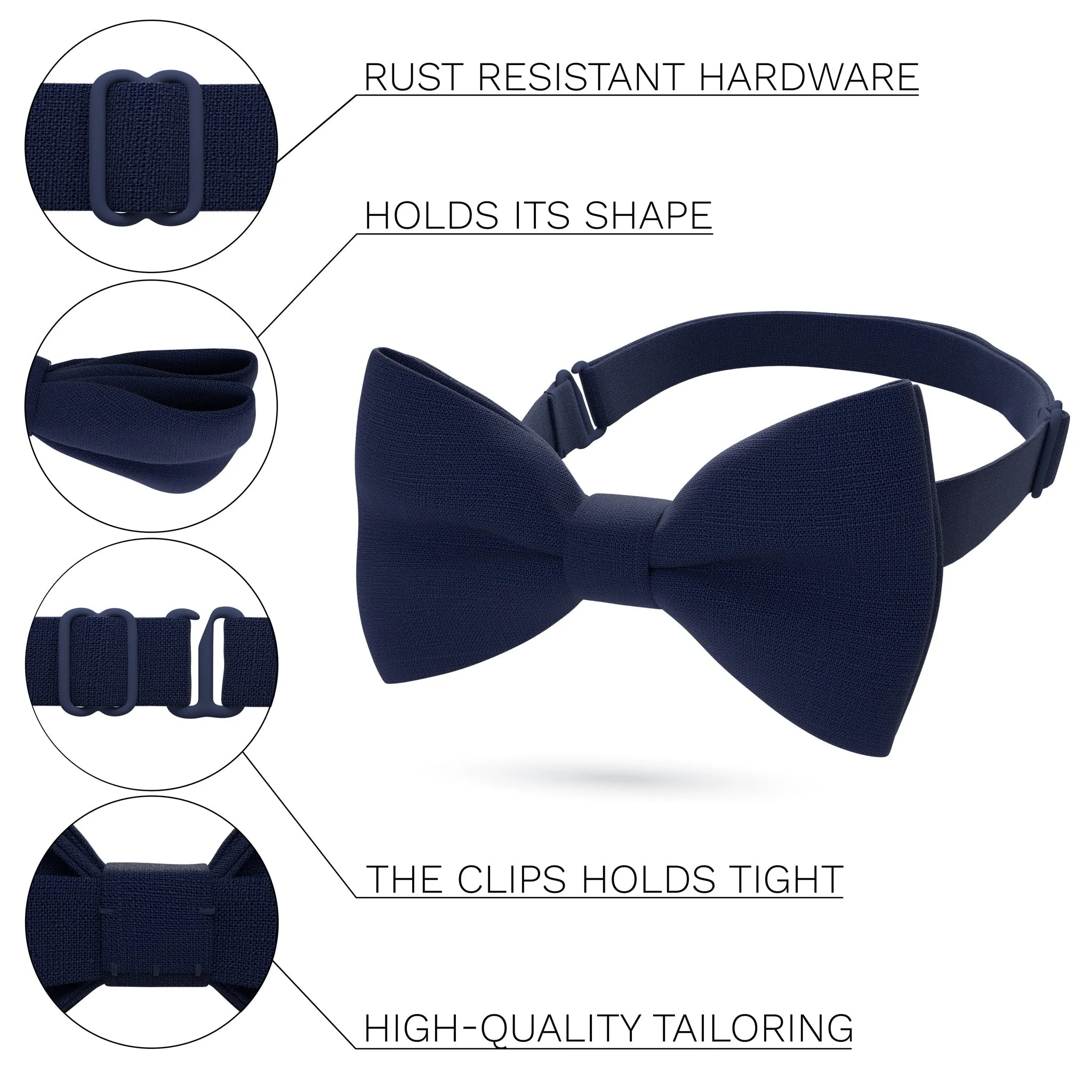 Linen Navy Blue Bow Tie