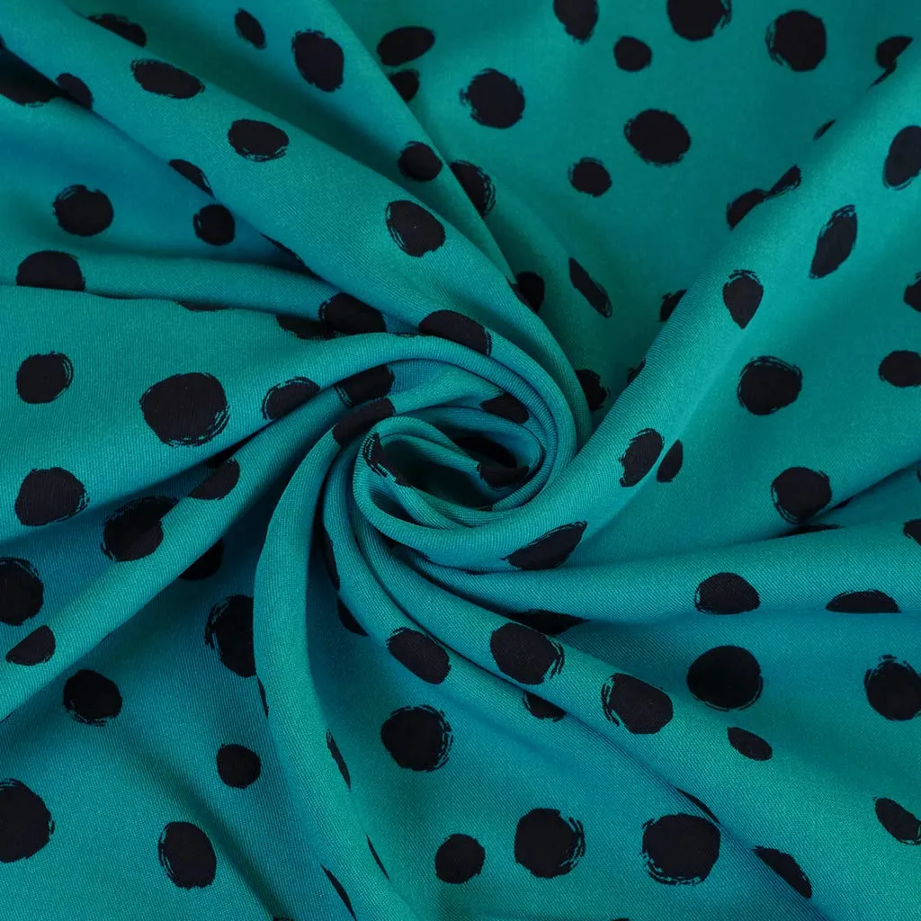 Linz - Almost Turquoise Spotty Viscose Woven Twill Fabric Sample