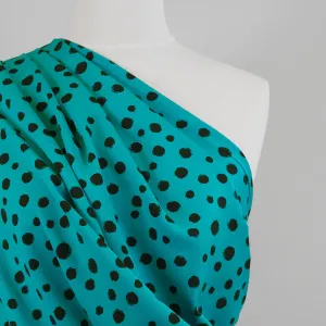 Linz - Almost Turquoise Spotty Viscose Woven Twill Fabric Sample