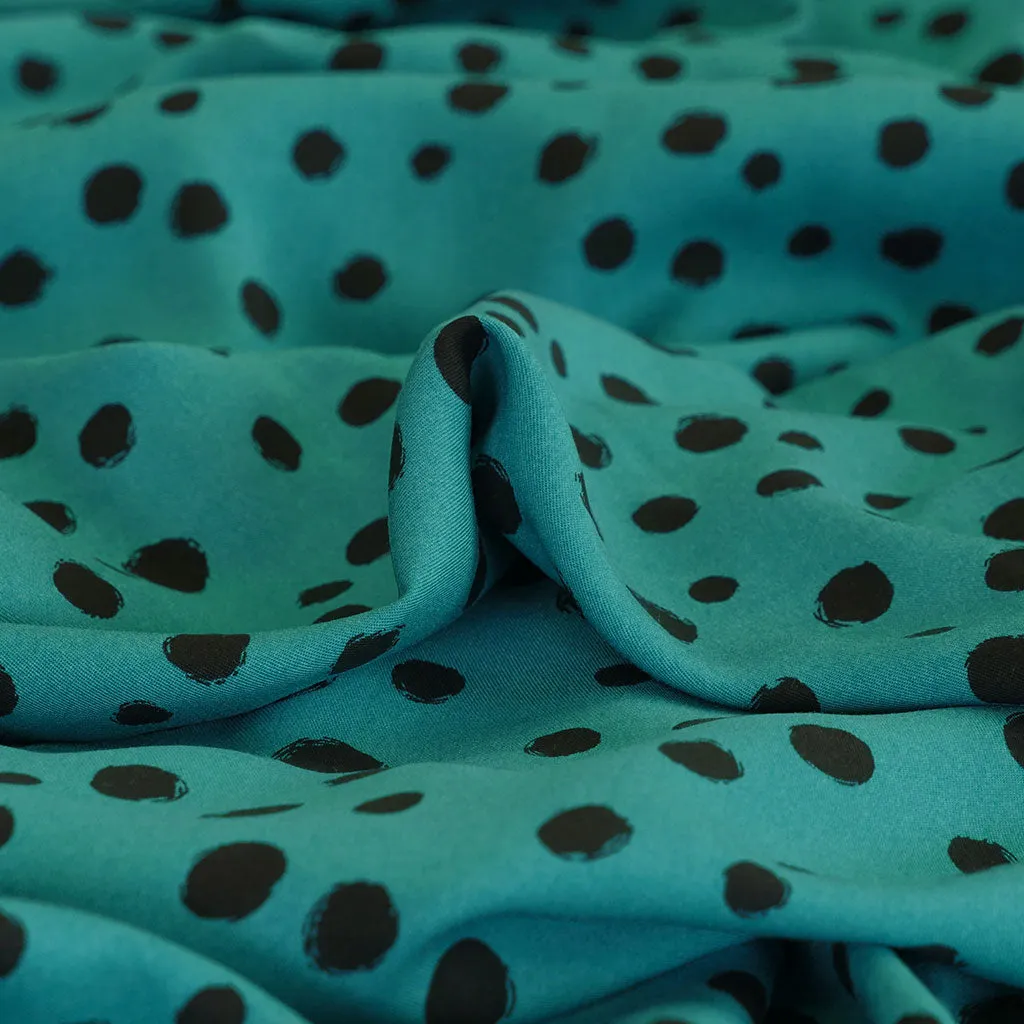 Linz - Almost Turquoise Spotty Viscose Woven Twill Fabric Sample