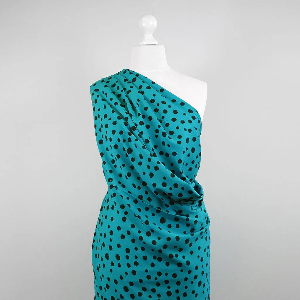Linz - Almost Turquoise Spotty Viscose Woven Twill Fabric Sample