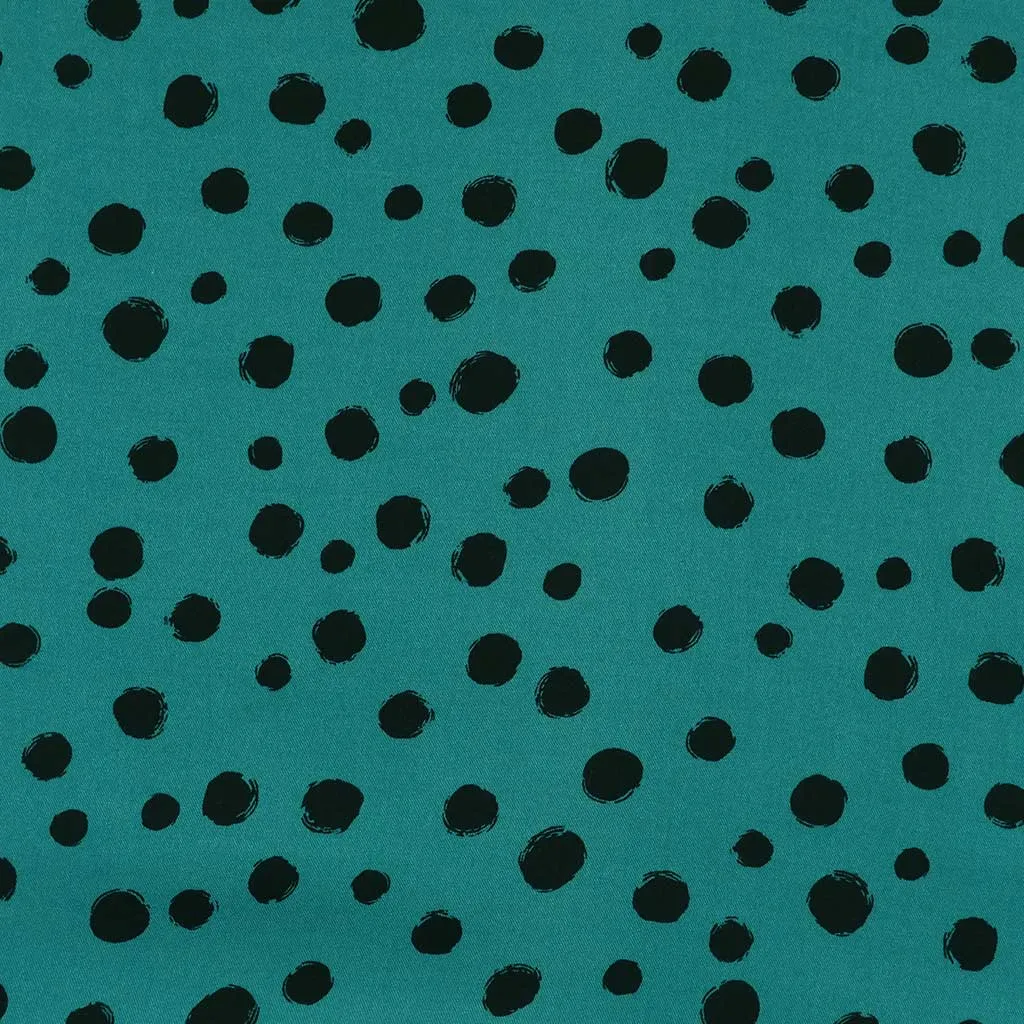 Linz - Almost Turquoise Spotty Viscose Woven Twill Fabric Sample
