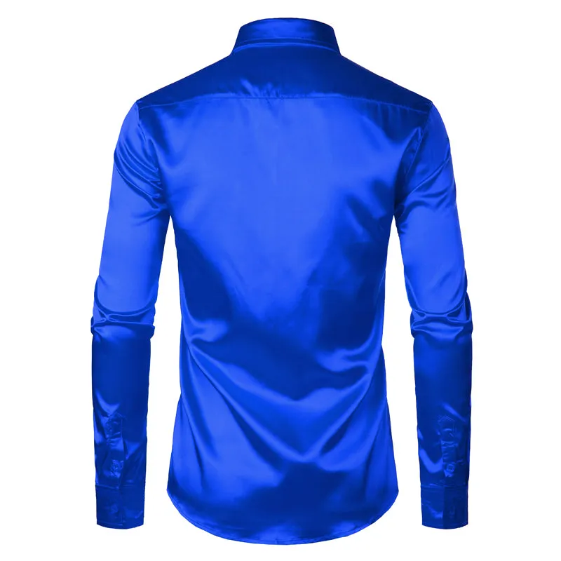 Men Elegant Silk Satin Shirt