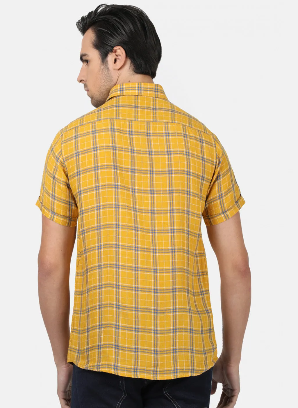 Men Mustard Check Shirts