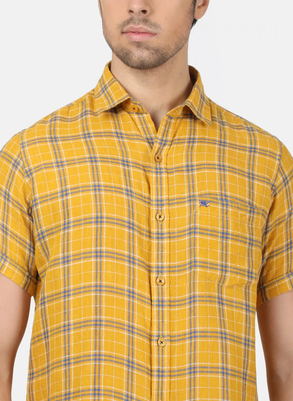 Men Mustard Check Shirts