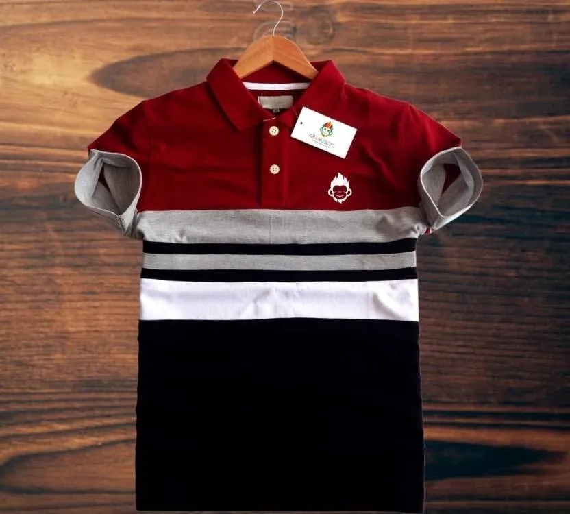 Men Self Design Polo Neck Pure Cotton Maroon T-Shirt
