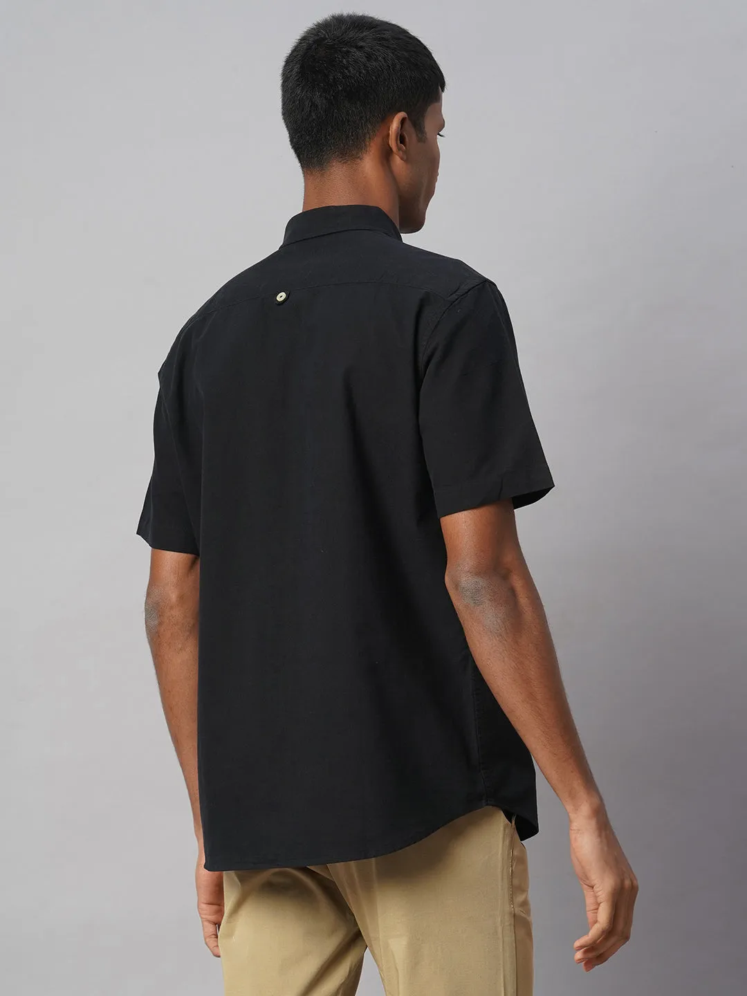Men's Black Oxford 100% Cotton Regular Fit Shirt
