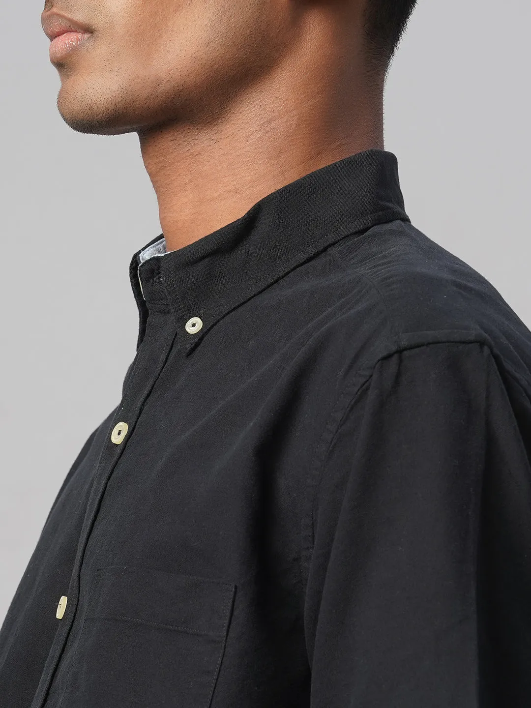 Men's Black Oxford 100% Cotton Regular Fit Shirt