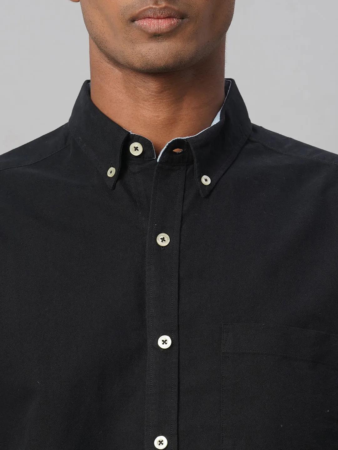 Men's Black Oxford 100% Cotton Regular Fit Shirt