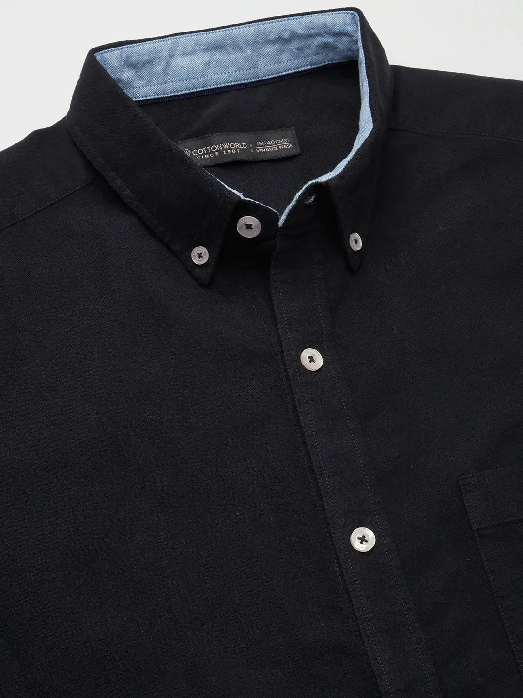 Men's Black Oxford 100% Cotton Regular Fit Shirt
