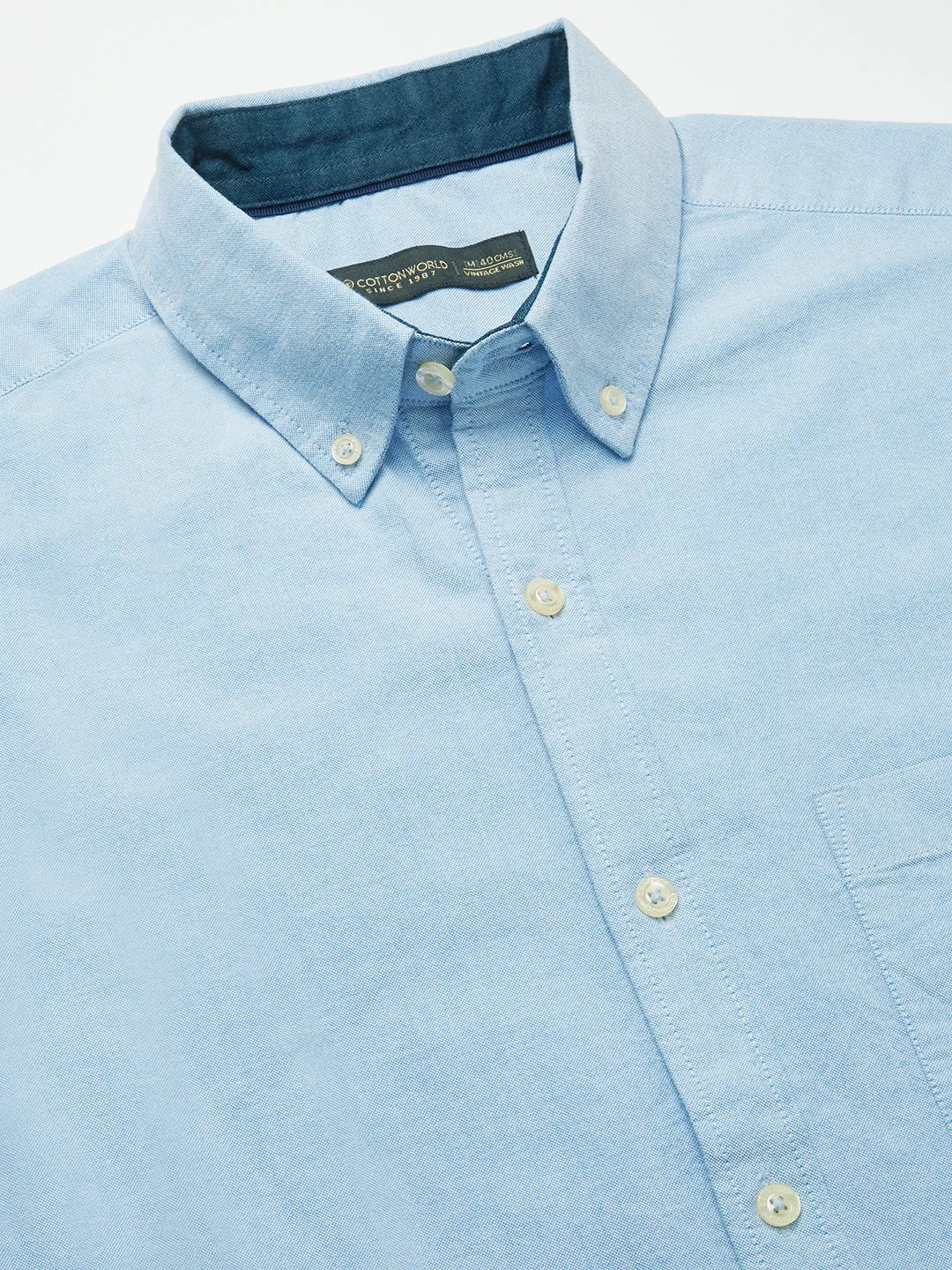 Men's Blue Oxford 100% Cotton Regular Fit Shirt
