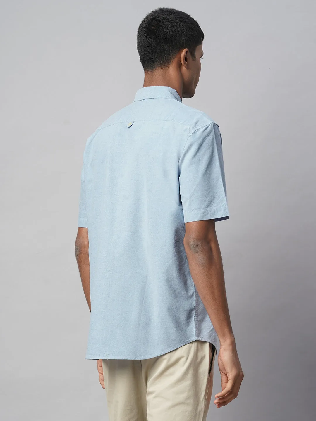 Men's Blue Oxford 100% Cotton Regular Fit Shirt