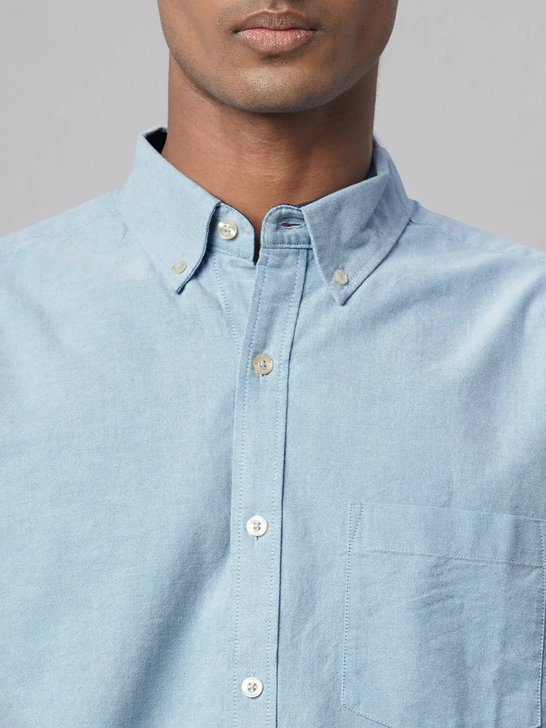 Men's Blue Oxford 100% Cotton Regular Fit Shirt