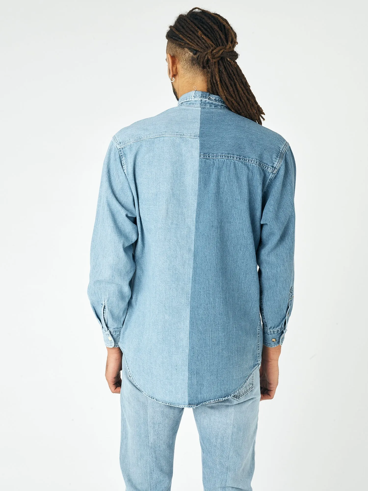 Mens Contrast Denim Shirt