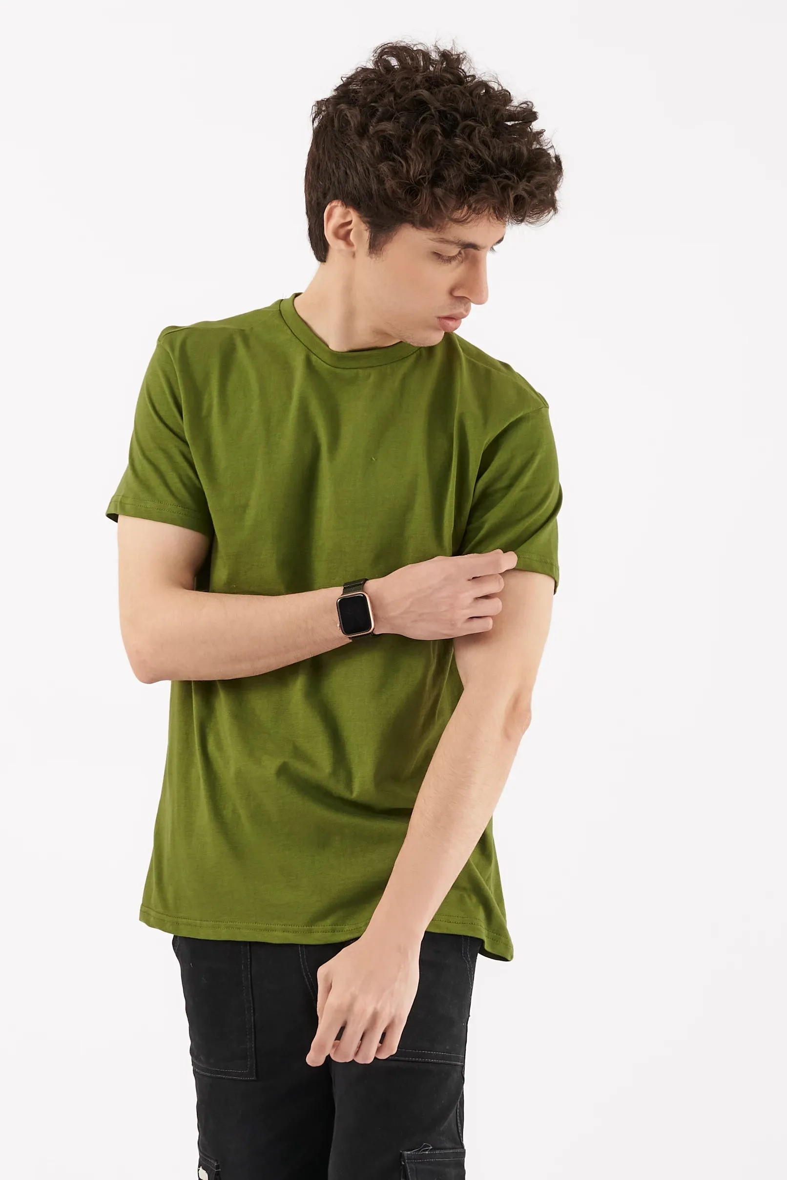 Men's Crew Neck T-Shirt Olive Green