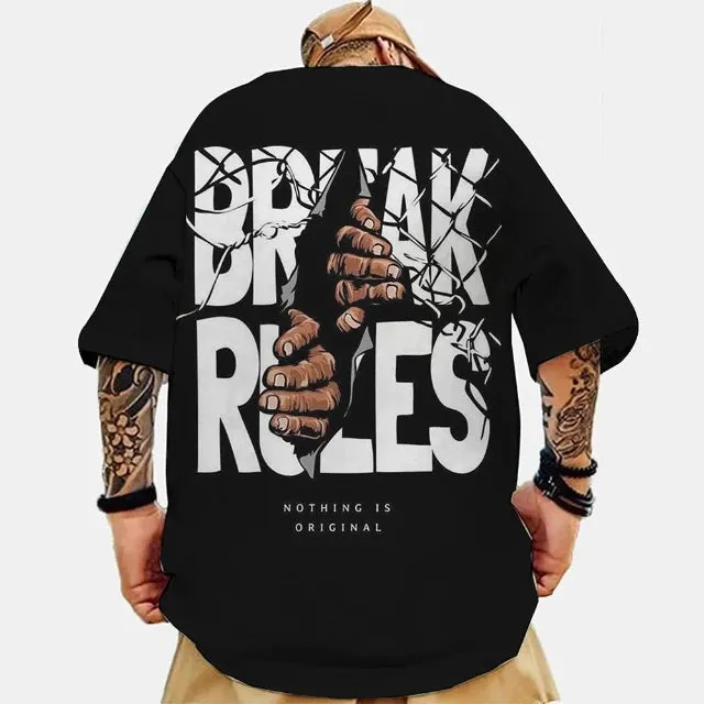 Men's Fashion 3d Letter Printed Oversized T-Shirts for Men