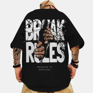 Men's Fashion 3d Letter Printed Oversized T-Shirts for Men