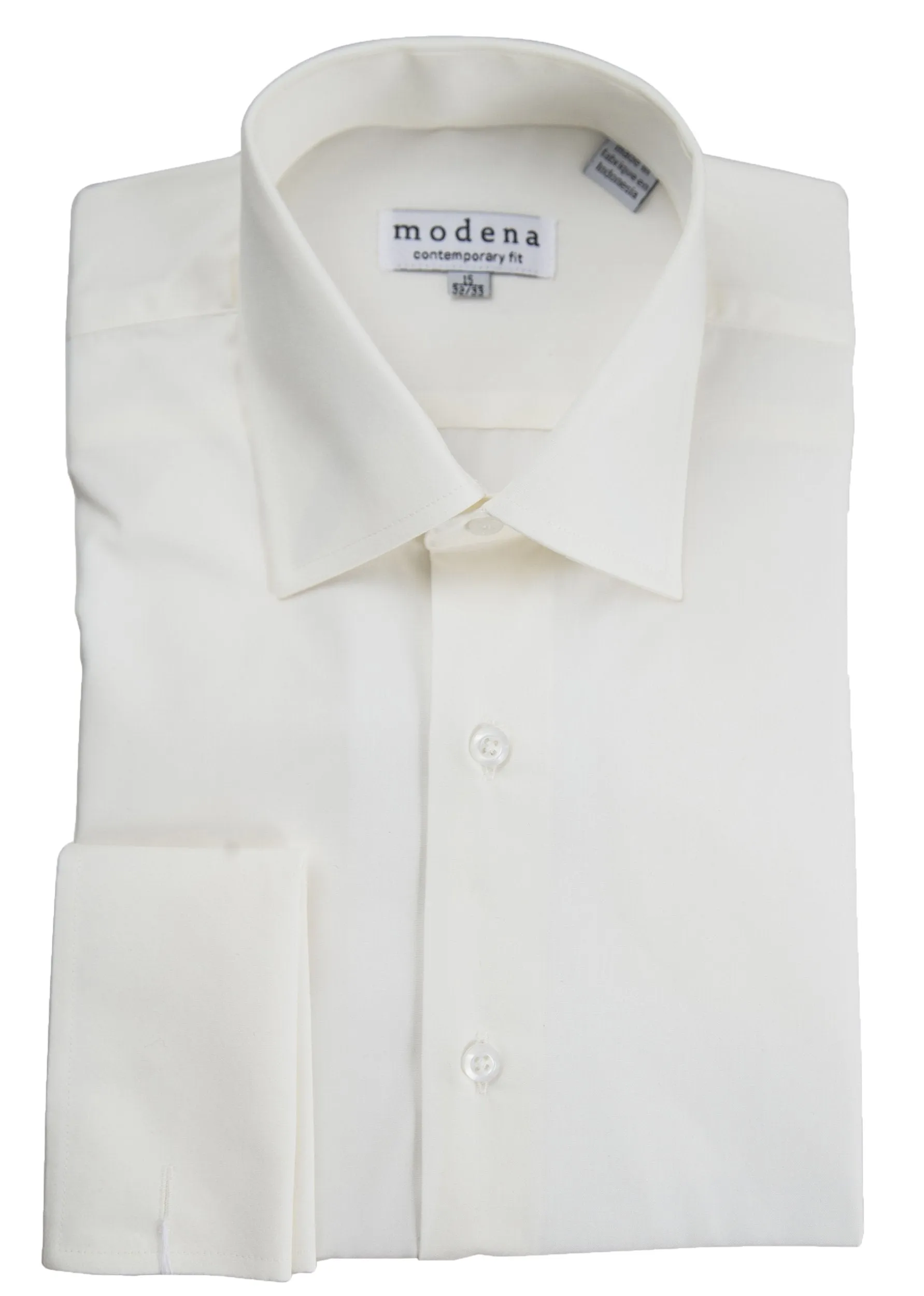 Modena Men’s Contemporary (Slim) Fit French Cuff Solid Dress Shirt – Colors