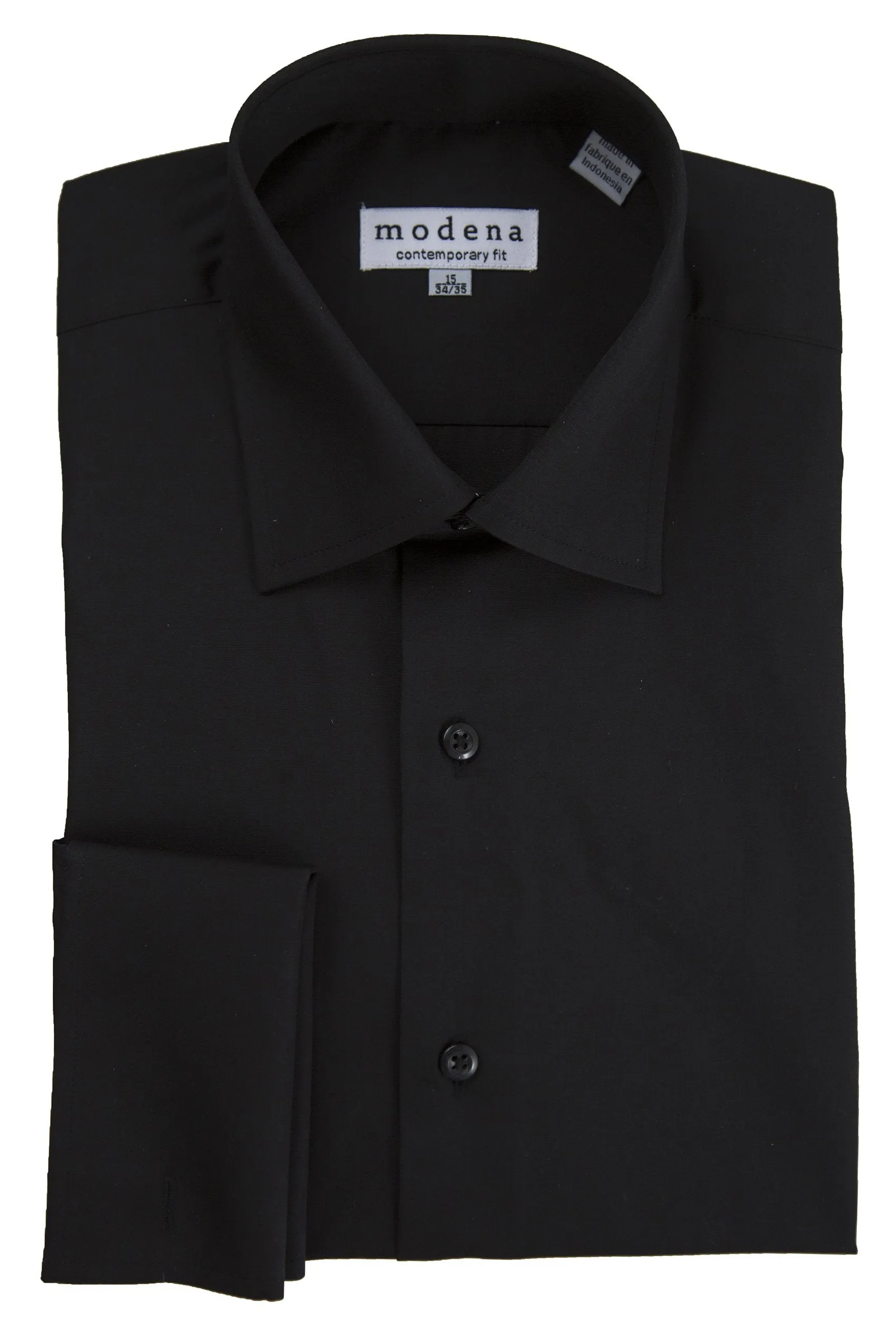 Modena Men’s Contemporary (Slim) Fit French Cuff Solid Dress Shirt – Colors