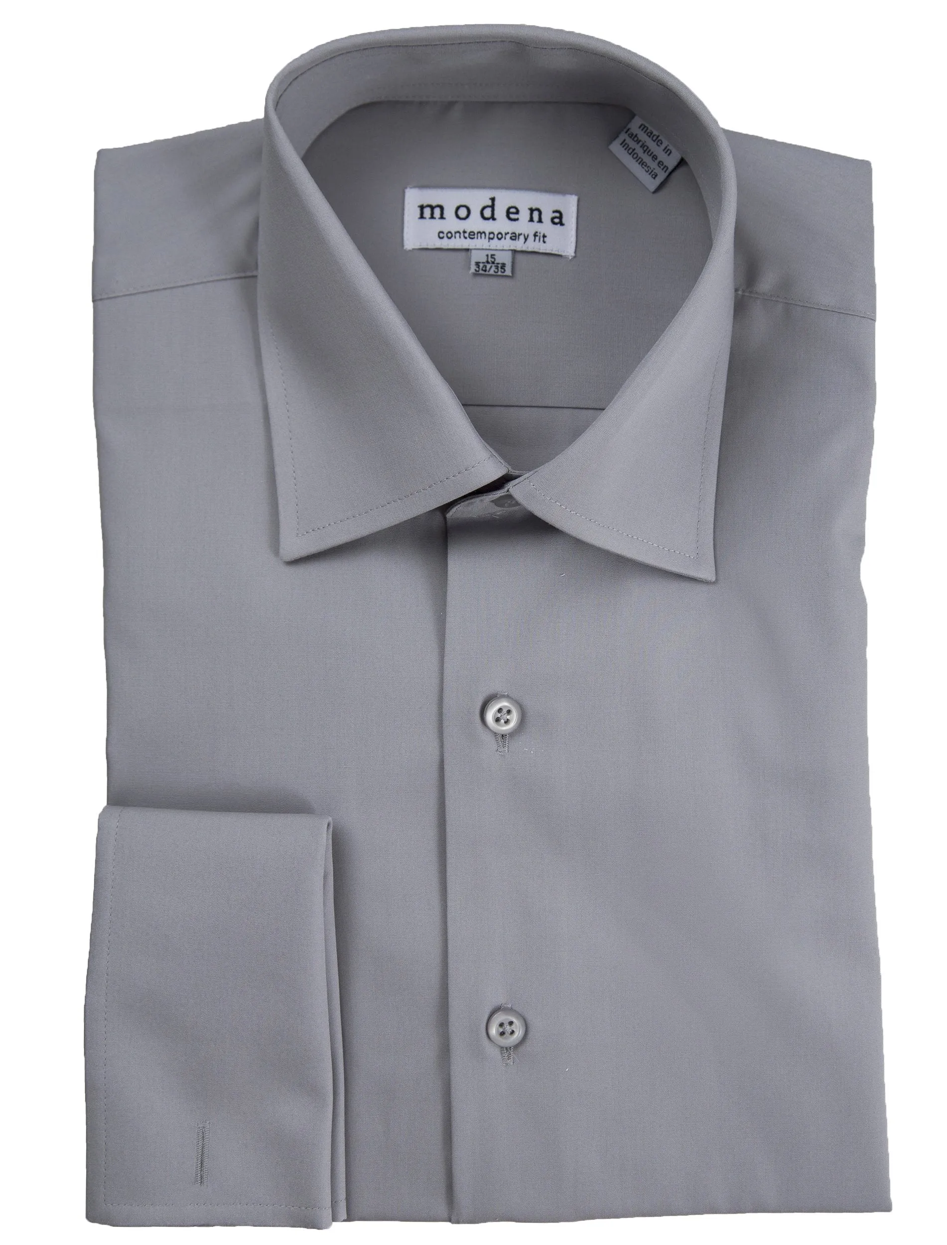 Modena Men’s Contemporary (Slim) Fit French Cuff Solid Dress Shirt – Colors