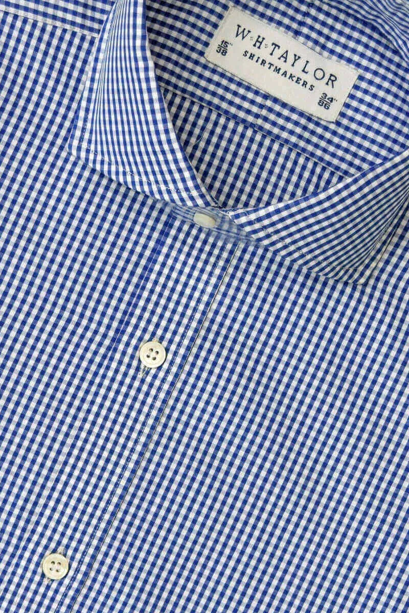 Navy Small Gingham Check Poplin Ladies Bespoke Shirt