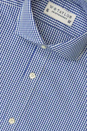 Navy Small Gingham Check Poplin Ladies Bespoke Shirt