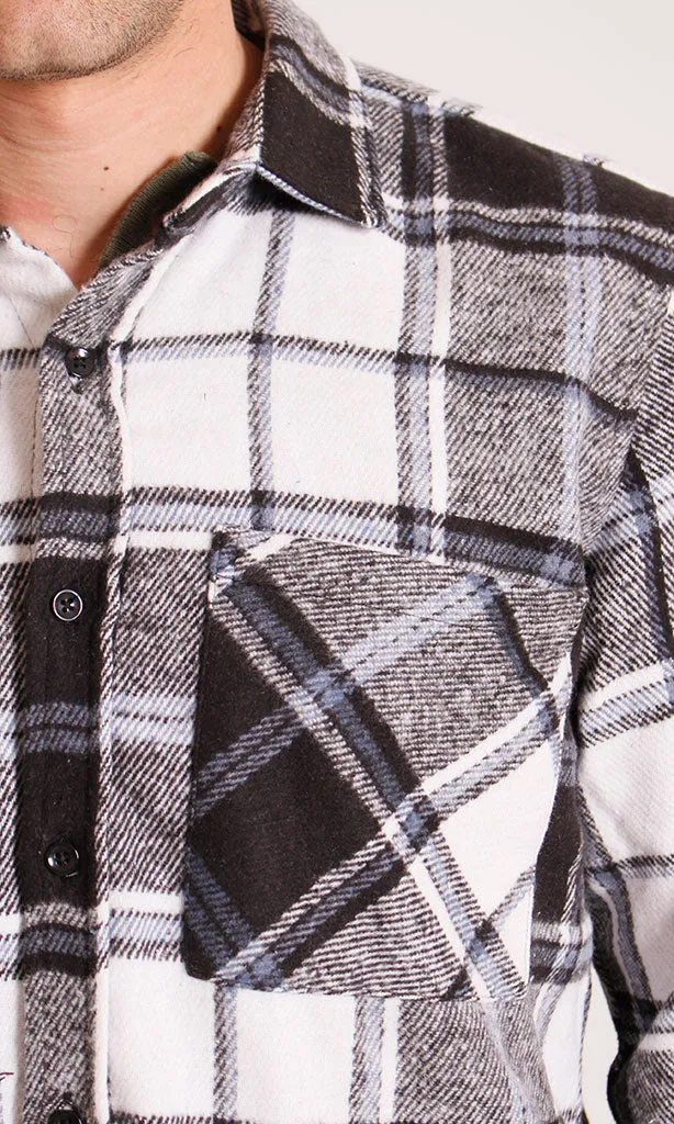 o200608-CHECKERED FLANNEL SHIRT - BLACK & WHITE