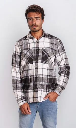 o200608-CHECKERED FLANNEL SHIRT - BLACK & WHITE