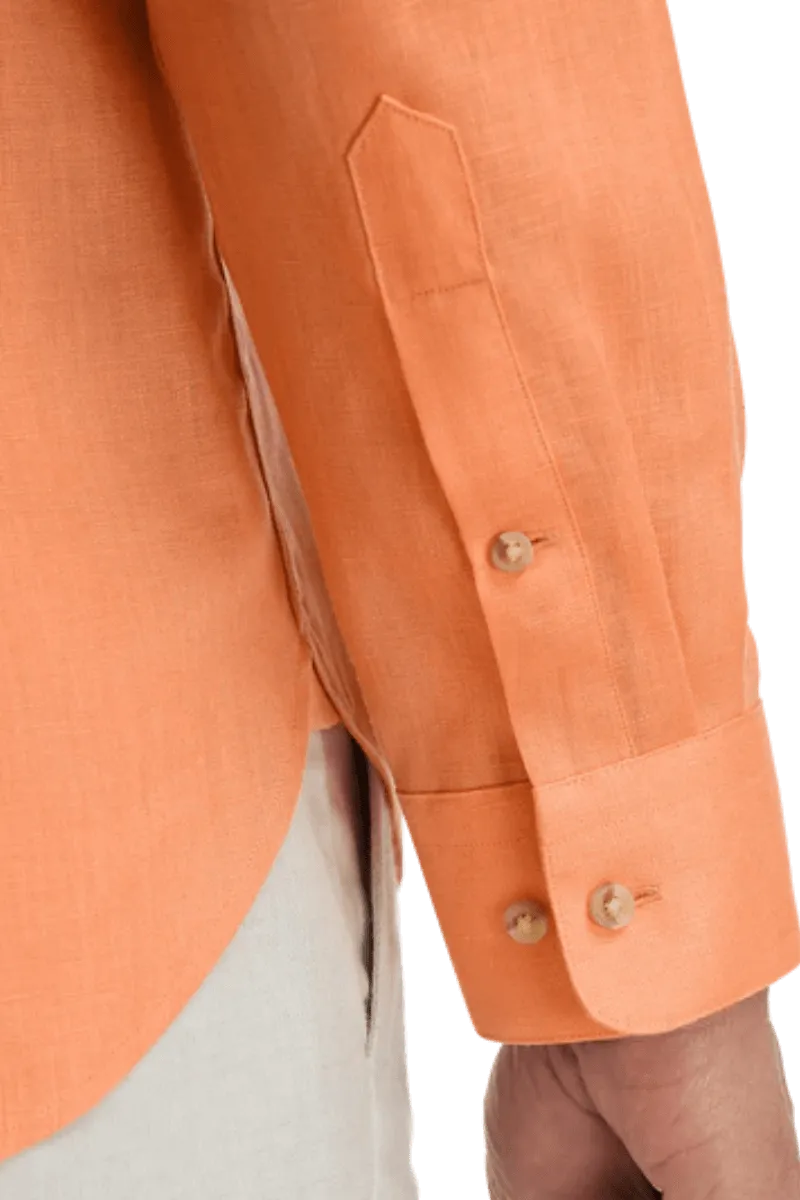 Orange Linen Classic Solid Shirt