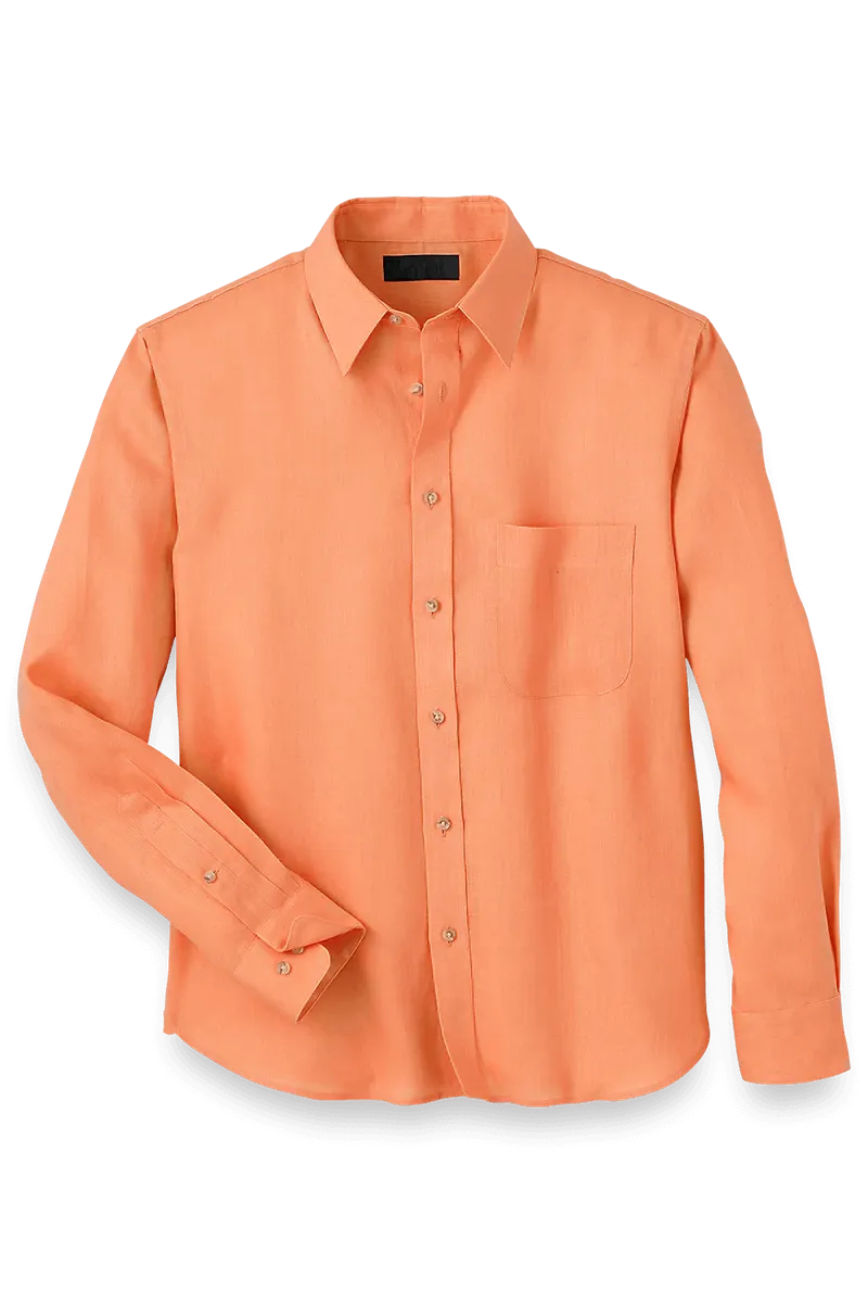 Orange Linen Classic Solid Shirt