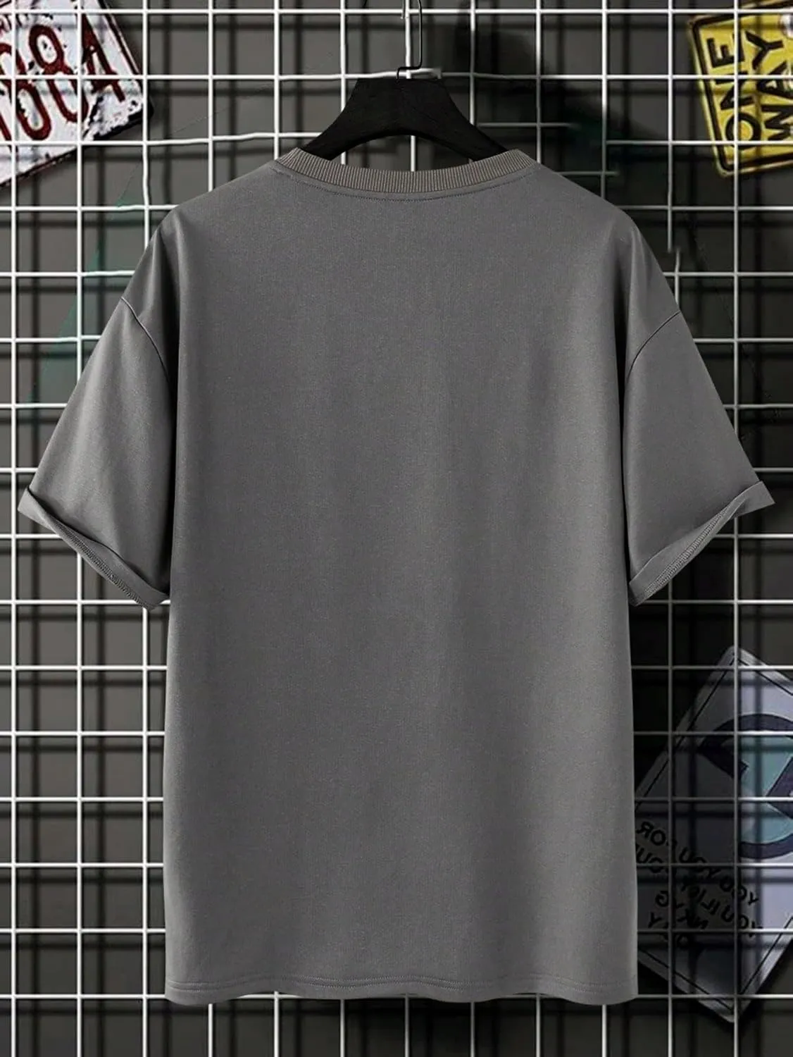 OYOANGLE Men's Oversized Graphic Print Short Sleeve Round Neck Streetwear Tee Shirt Tops