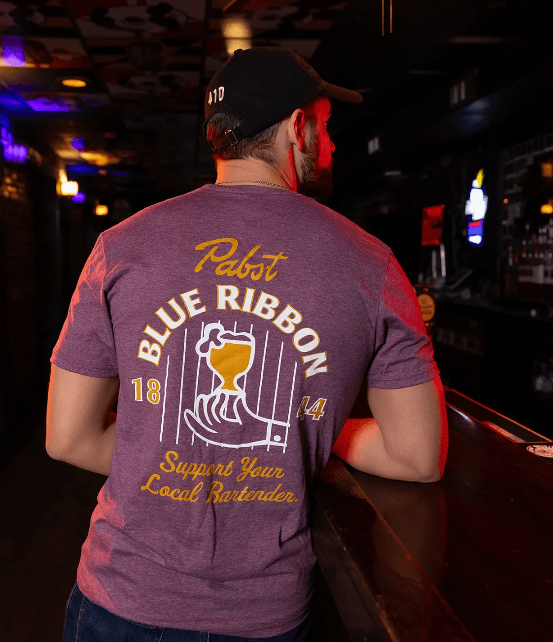 Pabst Blue Ribbon Support Your Local Bartender (Heather Maroon) / Shirt