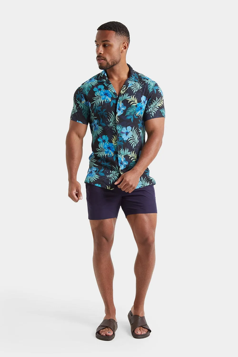 Printed Shirt in Navy Tropical Palms