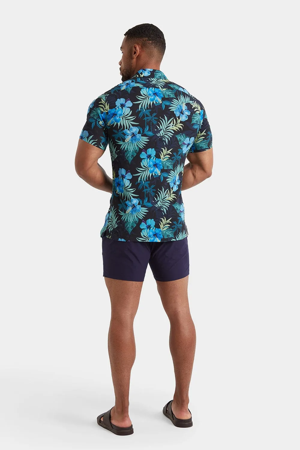 Printed Shirt in Navy Tropical Palms