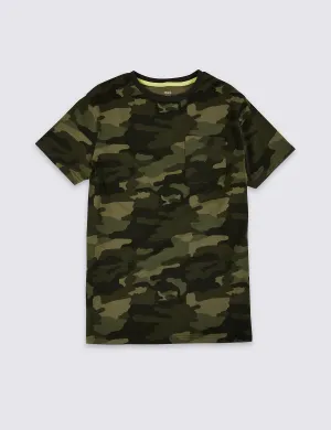Pure Cotton Camo Print T-Shirt