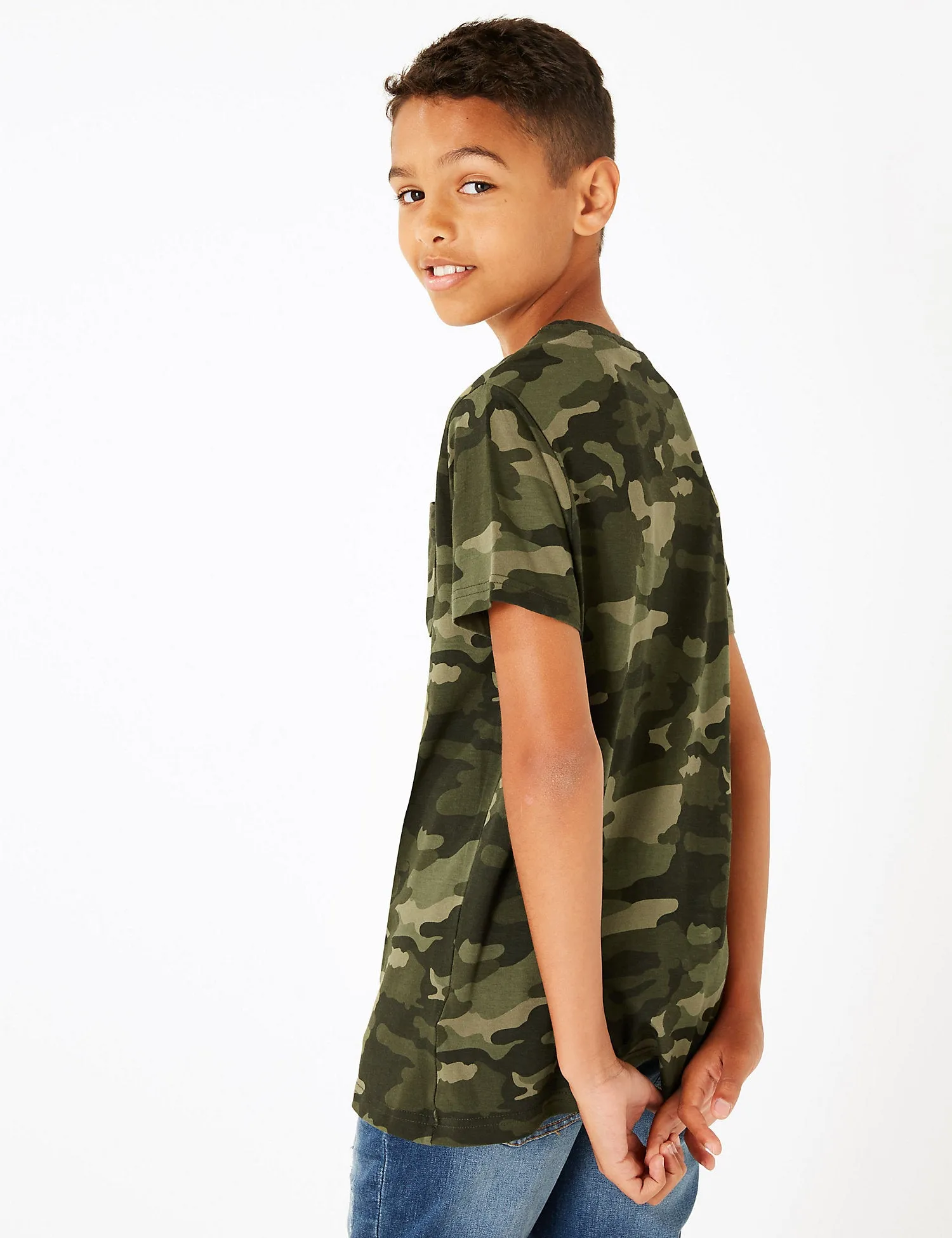 Pure Cotton Camo Print T-Shirt