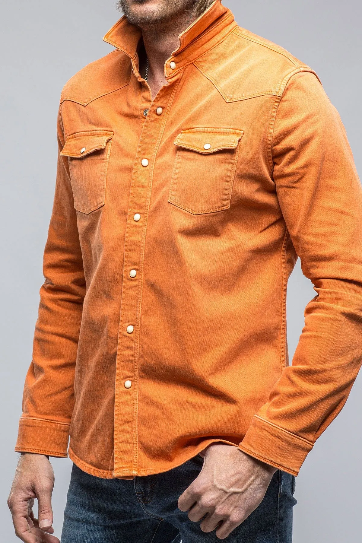 Ranger Colored Denim Snap Shirt In Arrancione