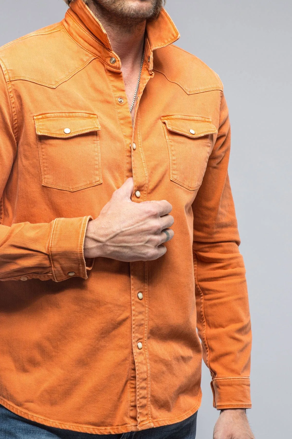 Ranger Colored Denim Snap Shirt In Arrancione