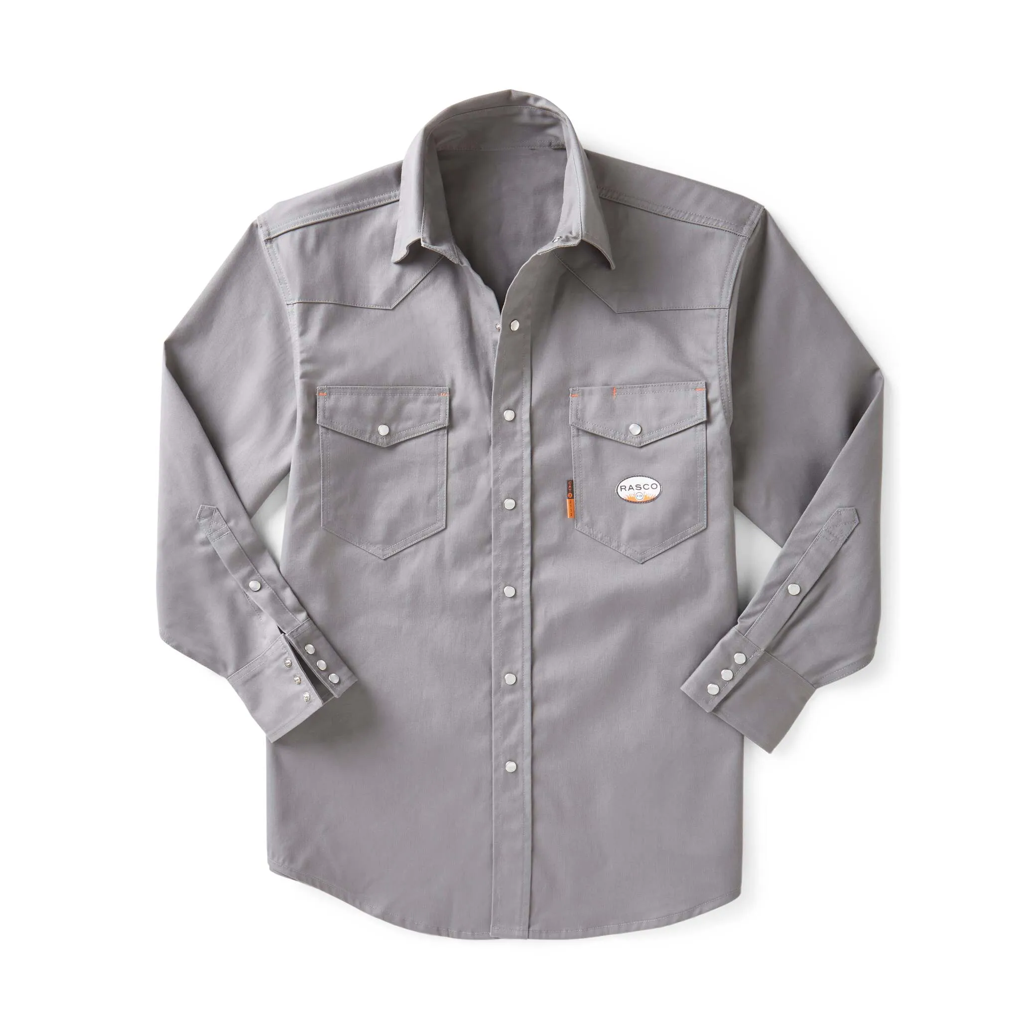 Rasco Men's Durable Work Shirt FR1003 - Flame Resistant 7.8 oz Cotton Twill HRC 2, Snap Front, Lightweight, Western Yoke Style | Sizes M-5XL