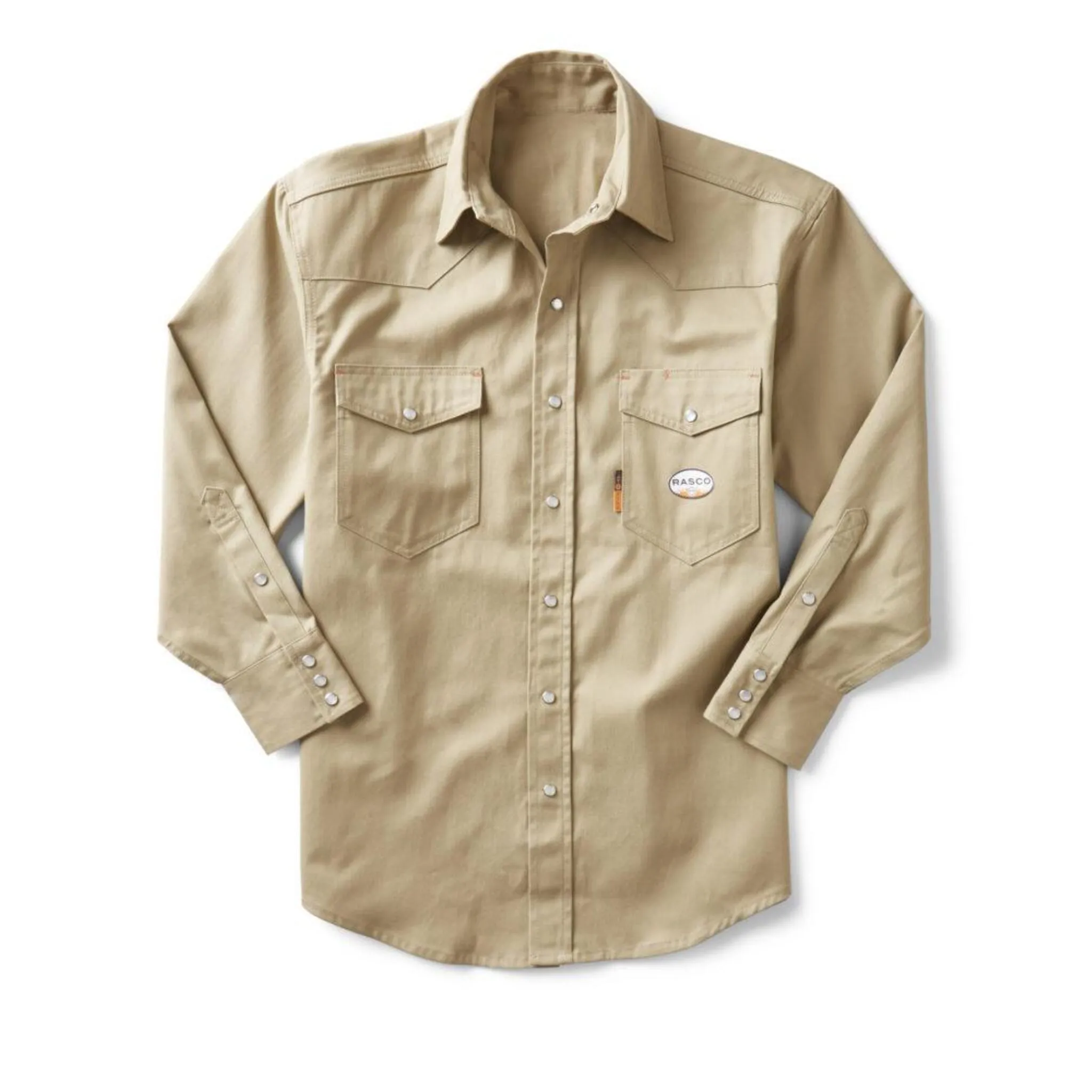 Rasco Men's Durable Work Shirt FR1003 - Flame Resistant 7.8 oz Cotton Twill HRC 2, Snap Front, Lightweight, Western Yoke Style | Sizes M-5XL