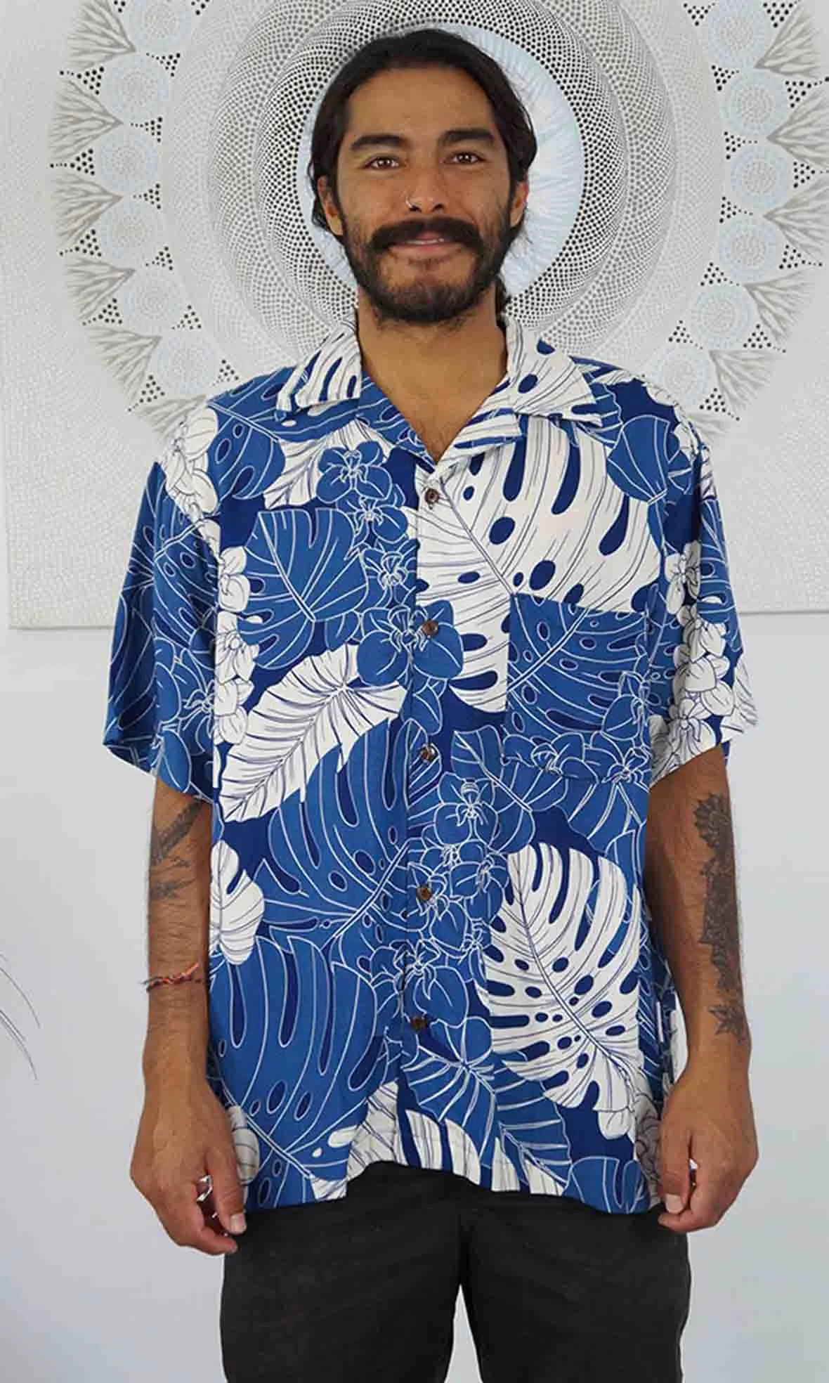 Rayon Hawaiian Shirt Solomans Blue