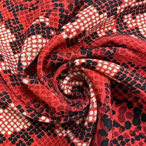 Red Multi Snakeskin Animal Print Poly Georgette Fabric
