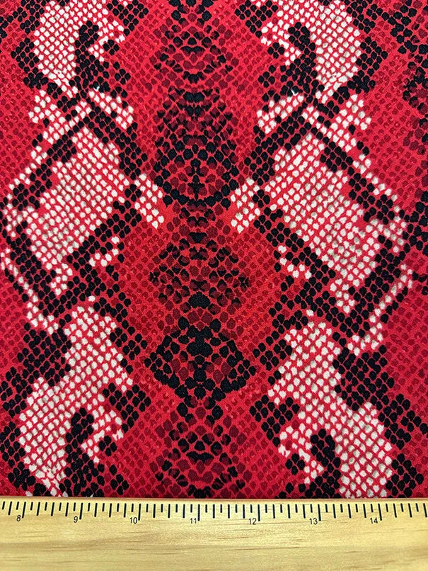 Red Multi Snakeskin Animal Print Poly Georgette Fabric
