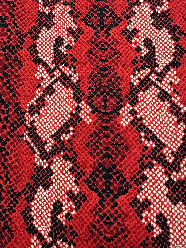 Red Multi Snakeskin Animal Print Poly Georgette Fabric