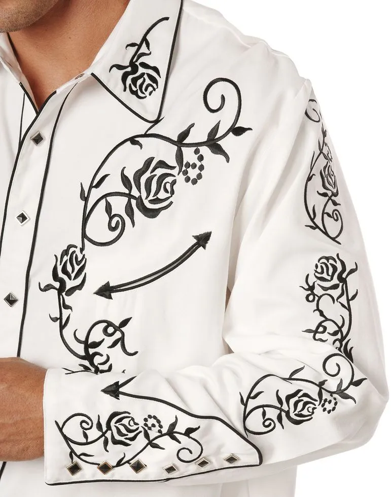 Scully Floral Embroidered Vintage Western Shirt