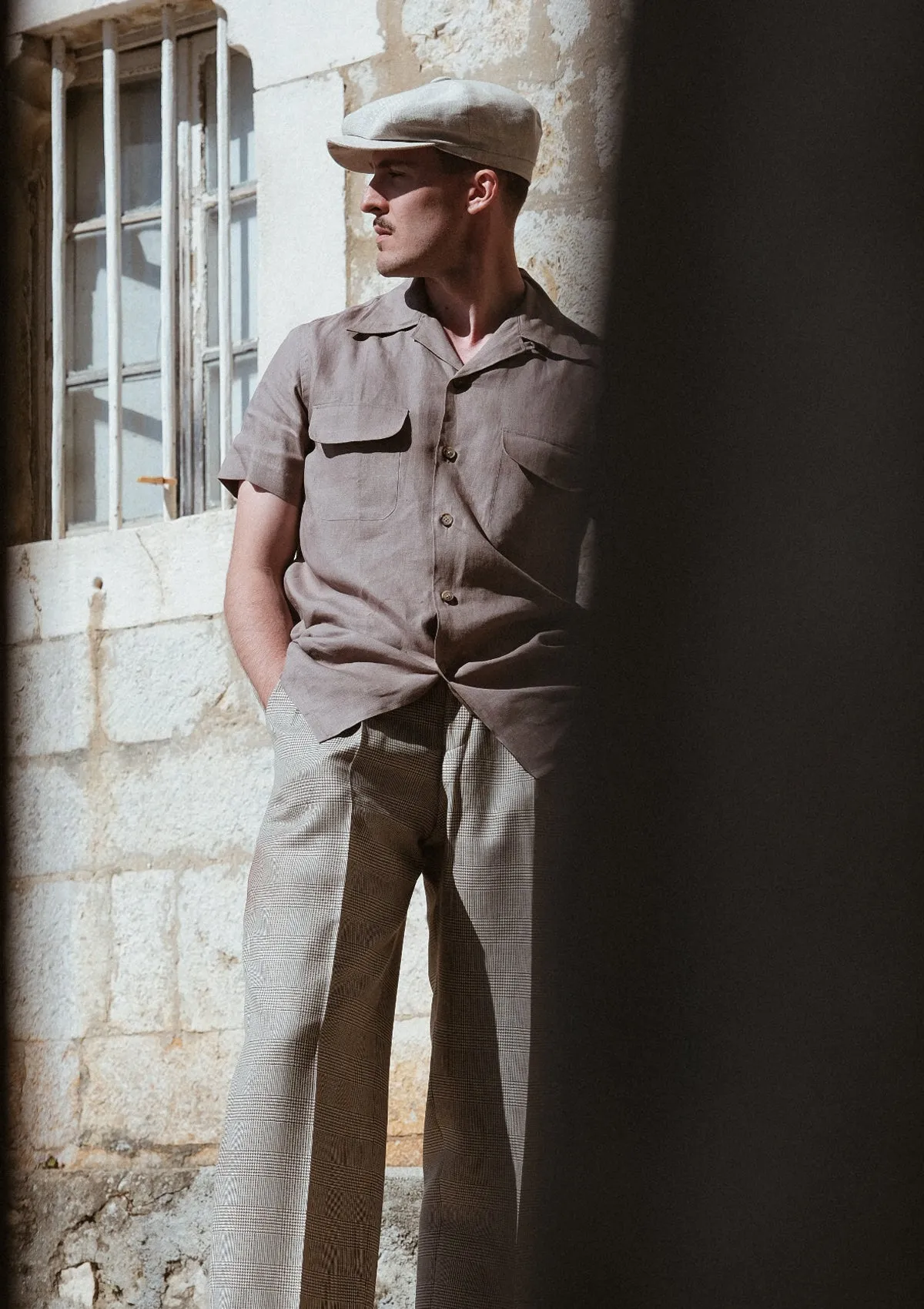 Short Sleeve Linen Board Shirt - Clay Brown