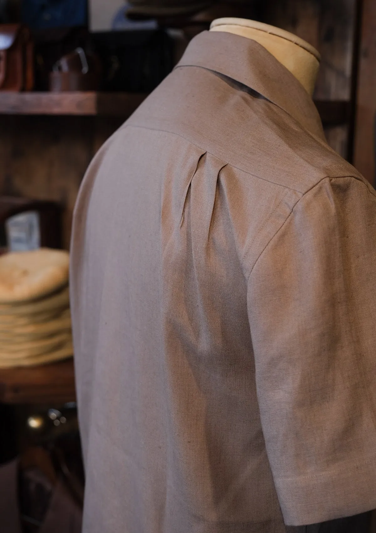 Short Sleeve Linen Board Shirt - Clay Brown