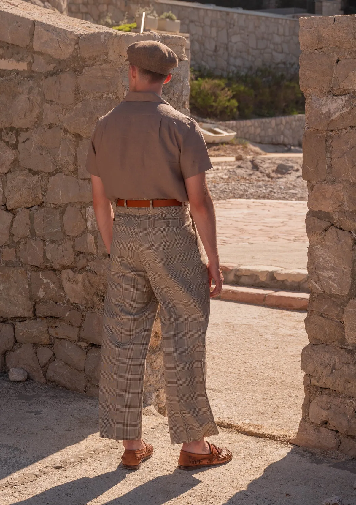 Short Sleeve Linen Board Shirt - Clay Brown