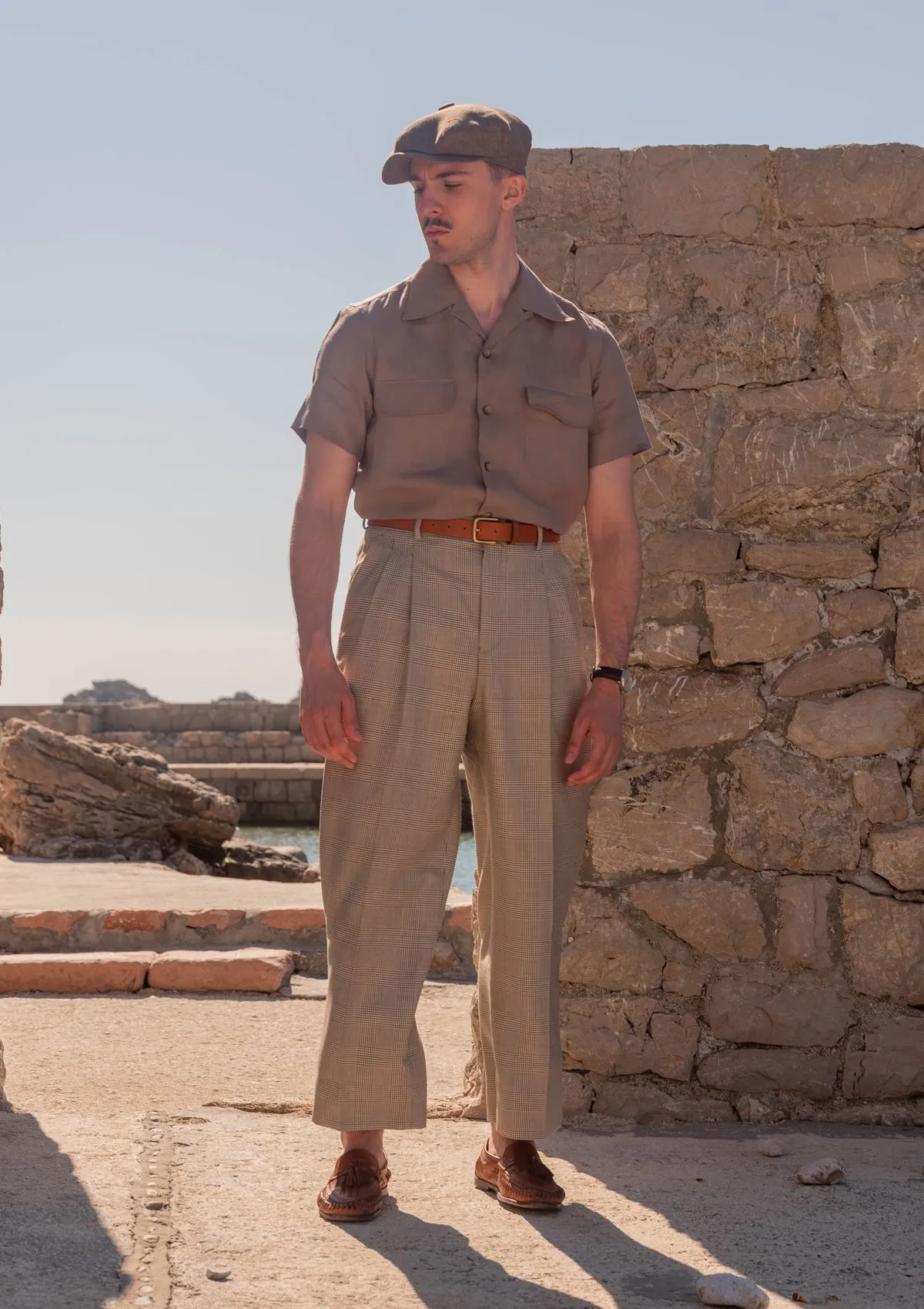 Short Sleeve Linen Board Shirt - Clay Brown